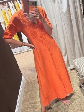 Julia Amory Tangerine Chloe Kaftan Dress Size Small Like New